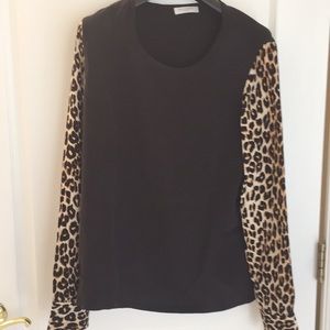 Black and Leopard print  Equipment Silk top
